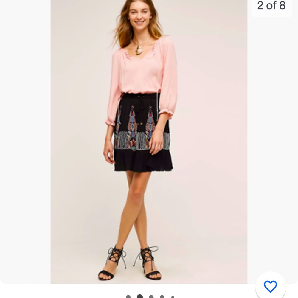 Floreat anthropology Black Embroidered Mini Skirt Extra small